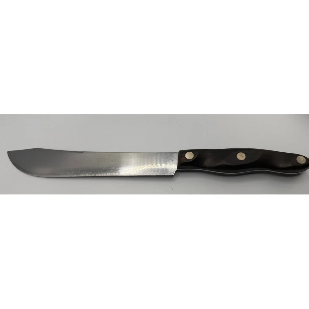 Cutco 1022 Butcher Knife Vintage Brown Handle Made in USA Stainless Steel 9 inch
